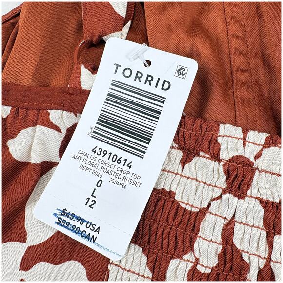 Torrid Corset & Wide Leg Pant Set NWT Size 0 L 12 Amy Floral Roasted Russet Boho - Picture 11 of 12